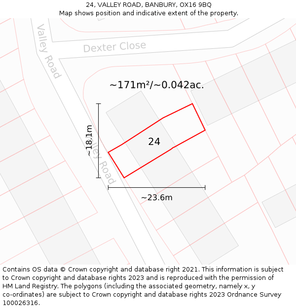 24, VALLEY ROAD, BANBURY, OX16 9BQ: Plot and title map