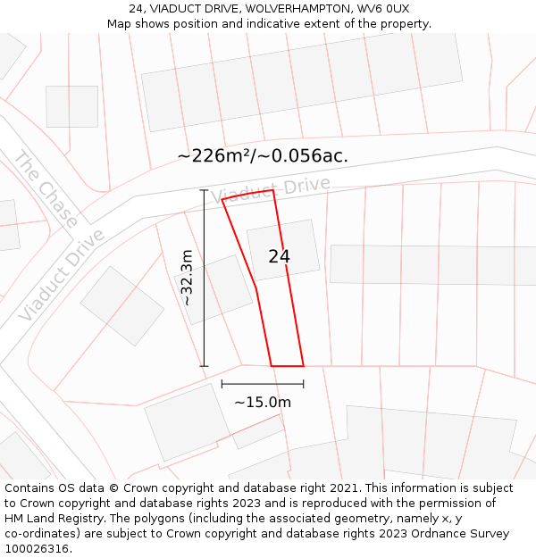 24, VIADUCT DRIVE, WOLVERHAMPTON, WV6 0UX: Plot and title map