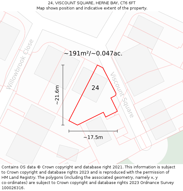 24, VISCOUNT SQUARE, HERNE BAY, CT6 6FT: Plot and title map