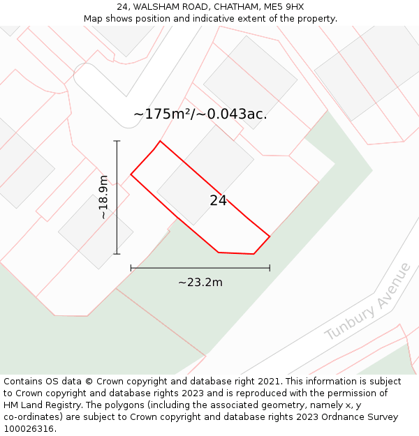 24, WALSHAM ROAD, CHATHAM, ME5 9HX: Plot and title map