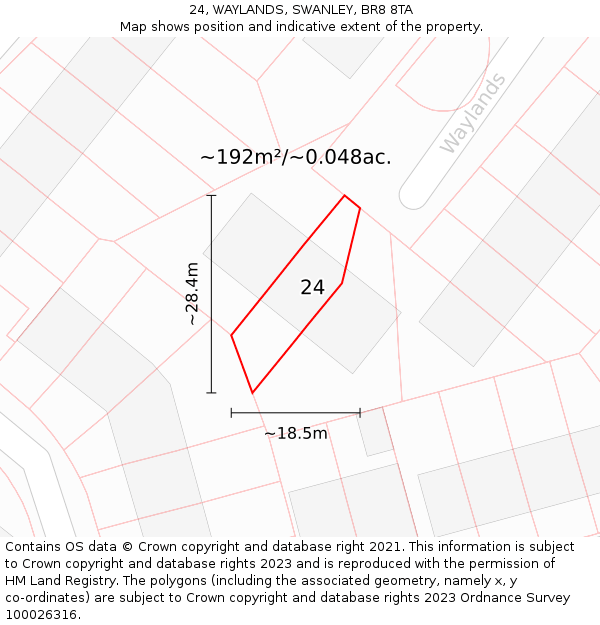24, WAYLANDS, SWANLEY, BR8 8TA: Plot and title map