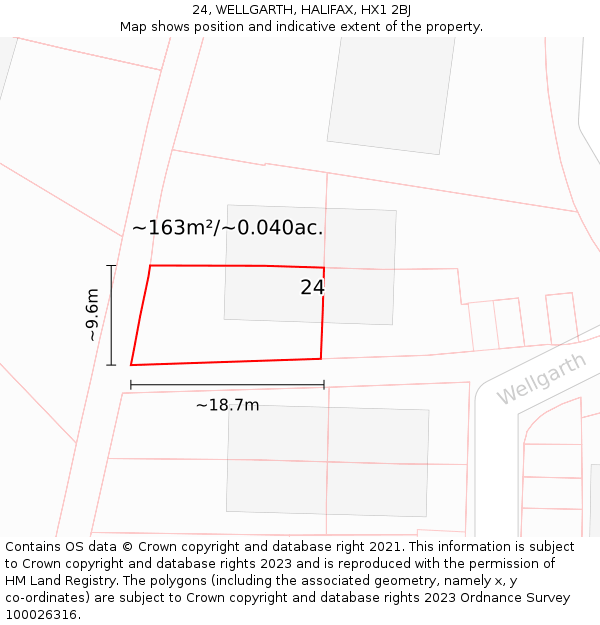 24, WELLGARTH, HALIFAX, HX1 2BJ: Plot and title map
