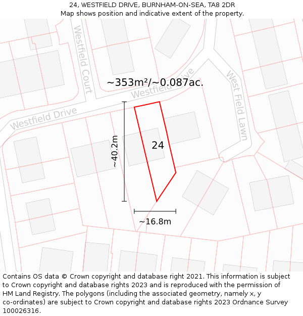24, WESTFIELD DRIVE, BURNHAM-ON-SEA, TA8 2DR: Plot and title map