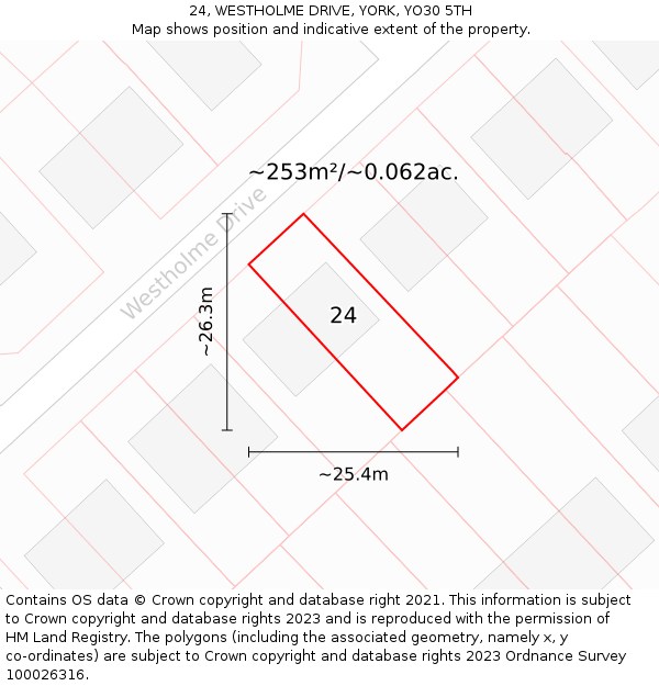 24, WESTHOLME DRIVE, YORK, YO30 5TH: Plot and title map