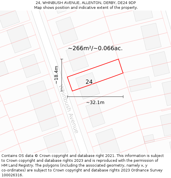 24, WHINBUSH AVENUE, ALLENTON, DERBY, DE24 9DP: Plot and title map