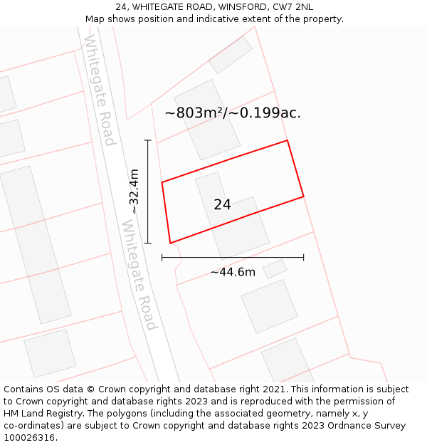24, WHITEGATE ROAD, WINSFORD, CW7 2NL: Plot and title map