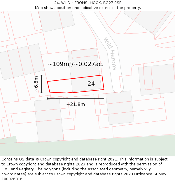 24, WILD HERONS, HOOK, RG27 9SF: Plot and title map