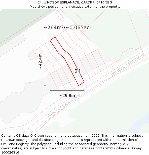 24, WINDSOR ESPLANADE, CARDIFF, CF10 5BG: Plot and title map