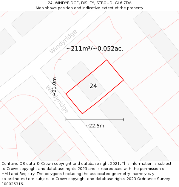 24, WINDYRIDGE, BISLEY, STROUD, GL6 7DA: Plot and title map
