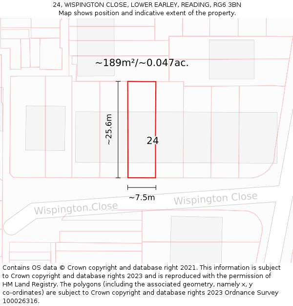 24, WISPINGTON CLOSE, LOWER EARLEY, READING, RG6 3BN: Plot and title map