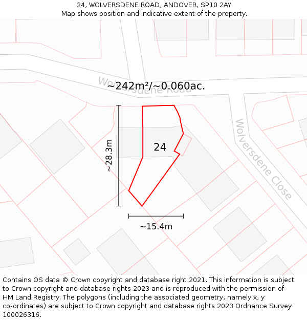 24, WOLVERSDENE ROAD, ANDOVER, SP10 2AY: Plot and title map