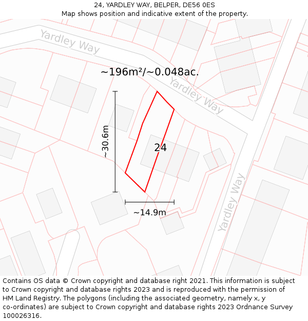 24, YARDLEY WAY, BELPER, DE56 0ES: Plot and title map