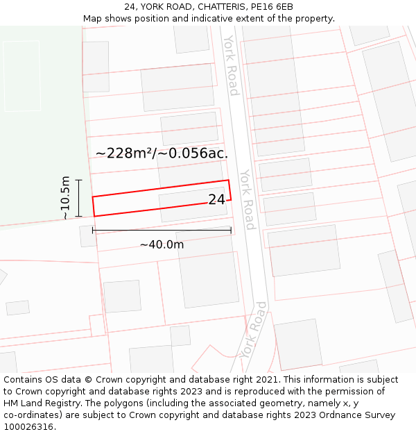 24, YORK ROAD, CHATTERIS, PE16 6EB: Plot and title map