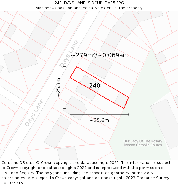 240, DAYS LANE, SIDCUP, DA15 8PG: Plot and title map