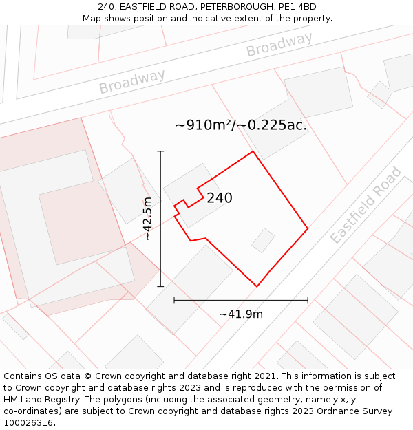 240, EASTFIELD ROAD, PETERBOROUGH, PE1 4BD: Plot and title map