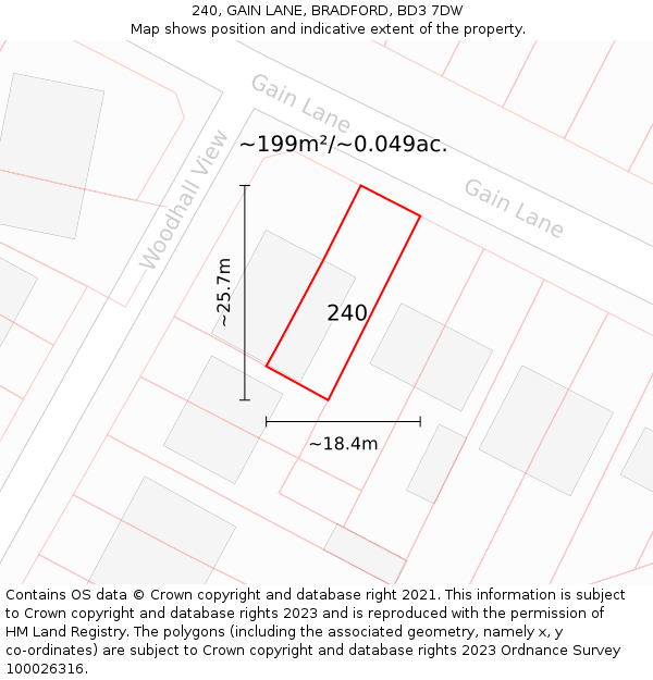 240, GAIN LANE, BRADFORD, BD3 7DW: Plot and title map