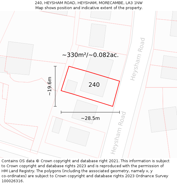 240, HEYSHAM ROAD, HEYSHAM, MORECAMBE, LA3 1NW: Plot and title map
