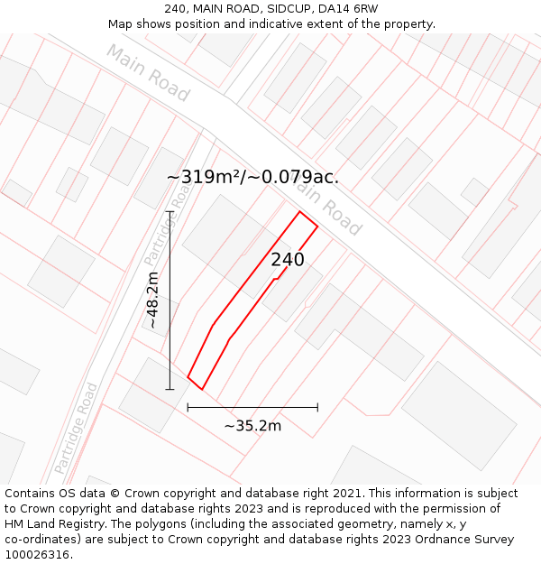 240, MAIN ROAD, SIDCUP, DA14 6RW: Plot and title map