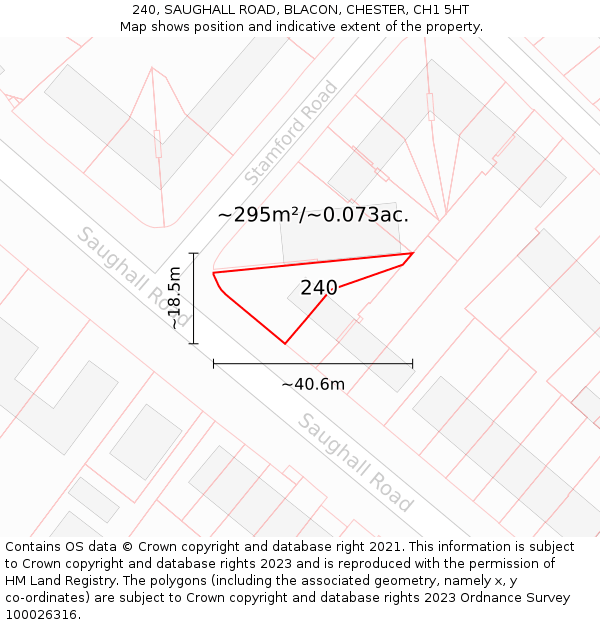 240, SAUGHALL ROAD, BLACON, CHESTER, CH1 5HT: Plot and title map