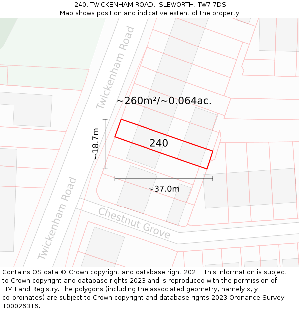 240, TWICKENHAM ROAD, ISLEWORTH, TW7 7DS: Plot and title map