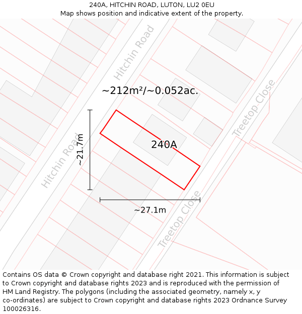 240A, HITCHIN ROAD, LUTON, LU2 0EU: Plot and title map