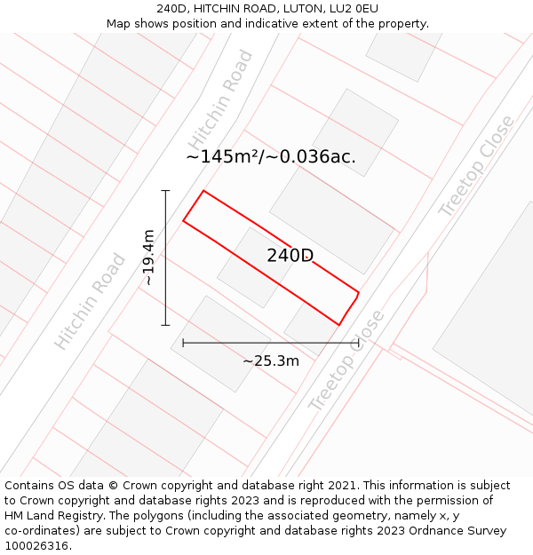 240D, HITCHIN ROAD, LUTON, LU2 0EU: Plot and title map