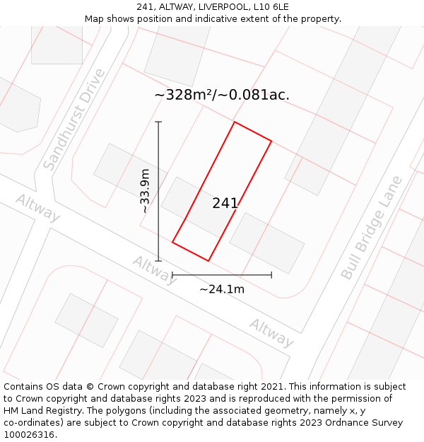 241, ALTWAY, LIVERPOOL, L10 6LE: Plot and title map