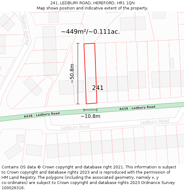 241, LEDBURY ROAD, HEREFORD, HR1 1QN: Plot and title map