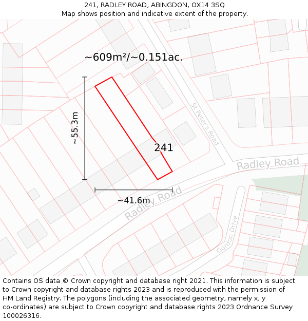241, RADLEY ROAD, ABINGDON, OX14 3SQ: Plot and title map