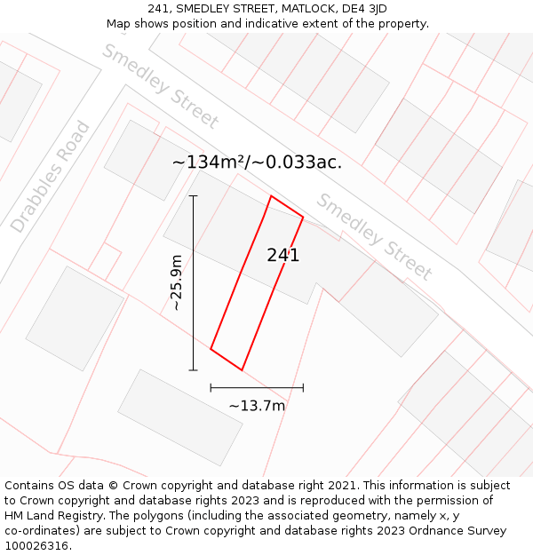 241, SMEDLEY STREET, MATLOCK, DE4 3JD: Plot and title map