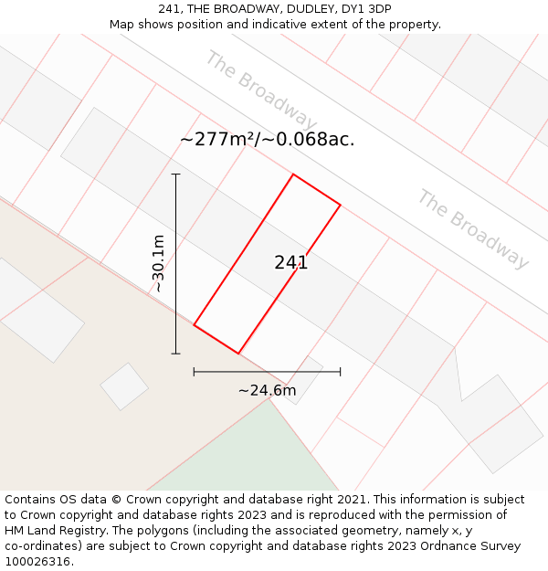 241, THE BROADWAY, DUDLEY, DY1 3DP: Plot and title map