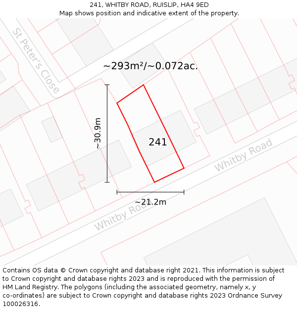 241, WHITBY ROAD, RUISLIP, HA4 9ED: Plot and title map