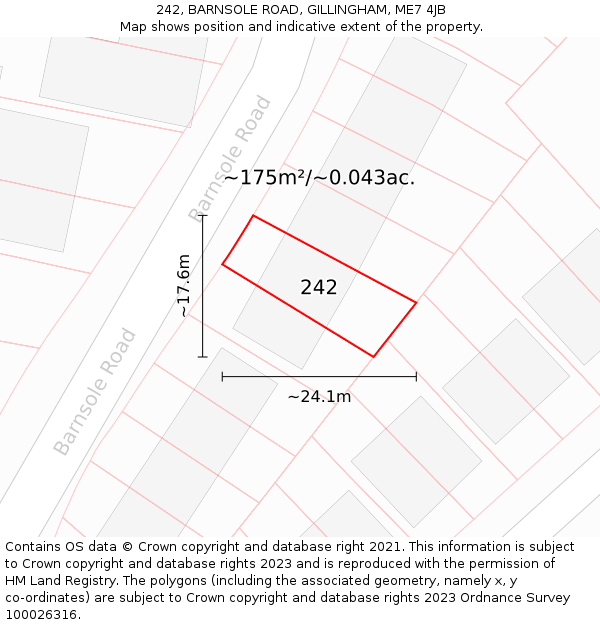 242, BARNSOLE ROAD, GILLINGHAM, ME7 4JB: Plot and title map