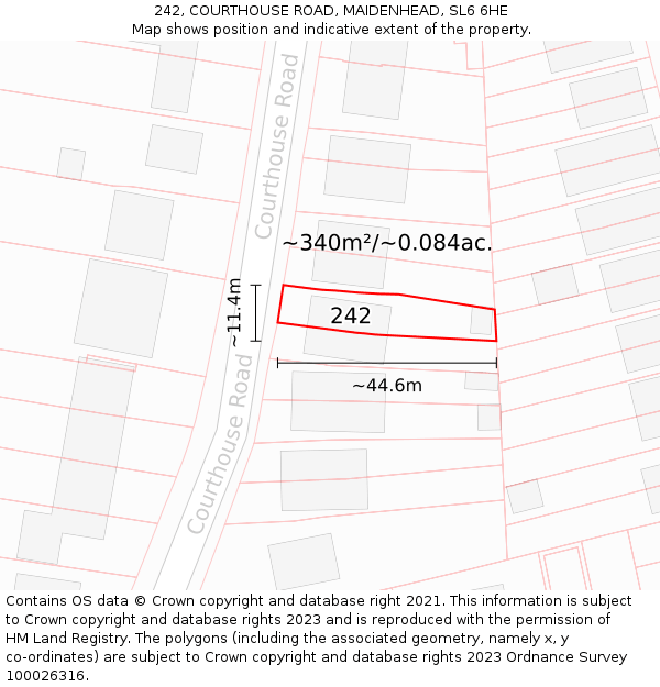 242, COURTHOUSE ROAD, MAIDENHEAD, SL6 6HE: Plot and title map