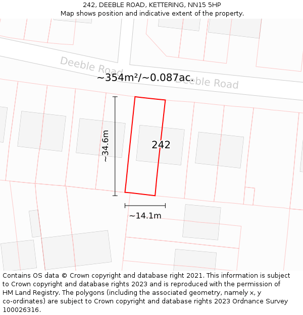 242, DEEBLE ROAD, KETTERING, NN15 5HP: Plot and title map