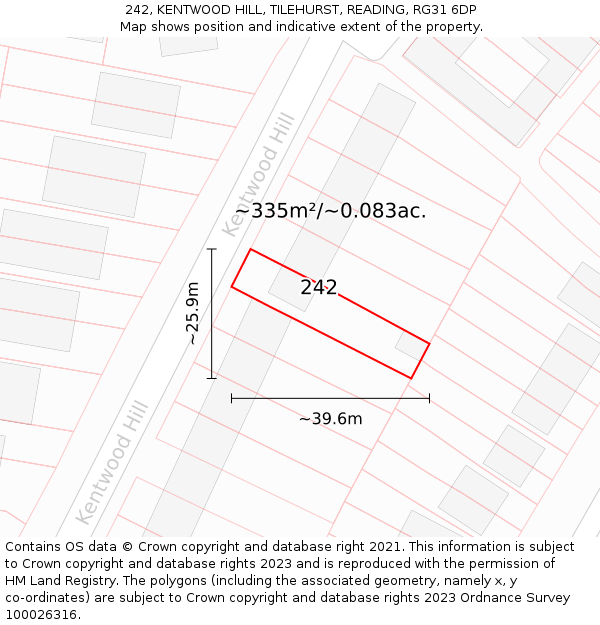 242, KENTWOOD HILL, TILEHURST, READING, RG31 6DP: Plot and title map