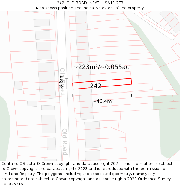 242, OLD ROAD, NEATH, SA11 2ER: Plot and title map