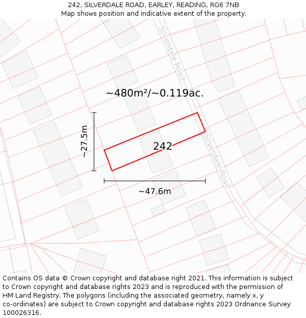 242, SILVERDALE ROAD, EARLEY, READING, RG6 7NB: Plot and title map