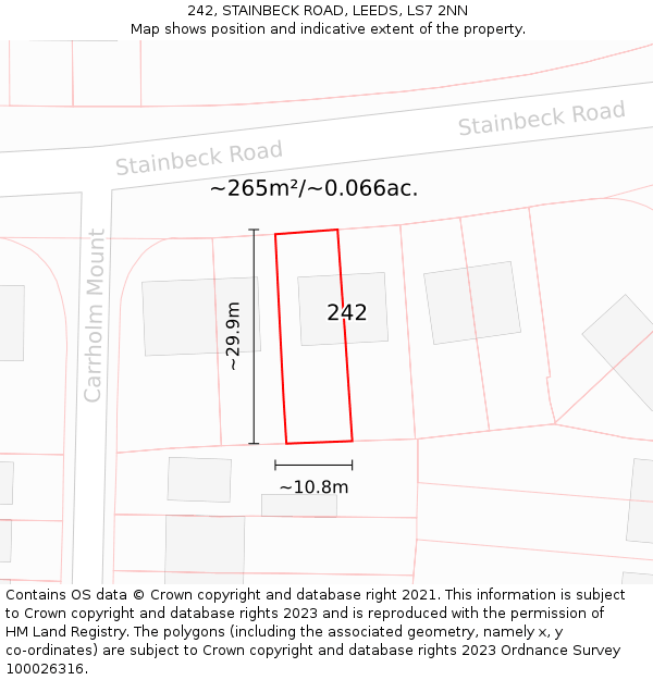 242, STAINBECK ROAD, LEEDS, LS7 2NN: Plot and title map