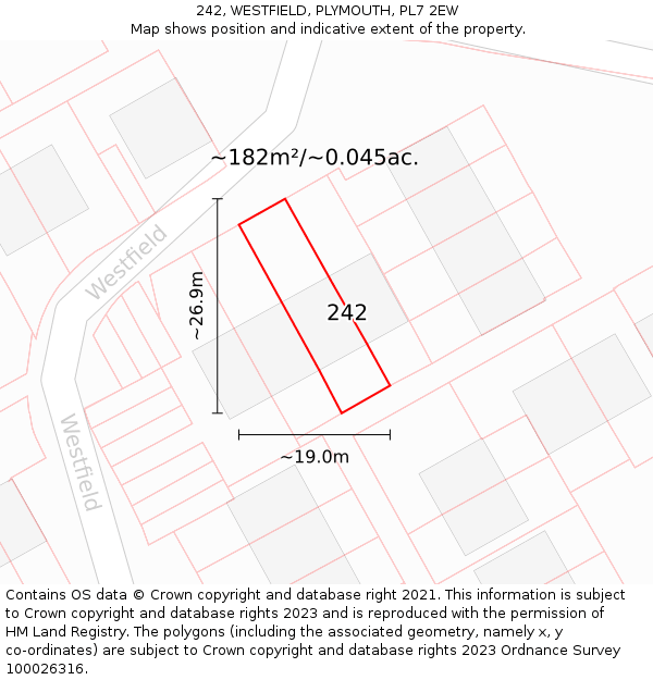 242, WESTFIELD, PLYMOUTH, PL7 2EW: Plot and title map