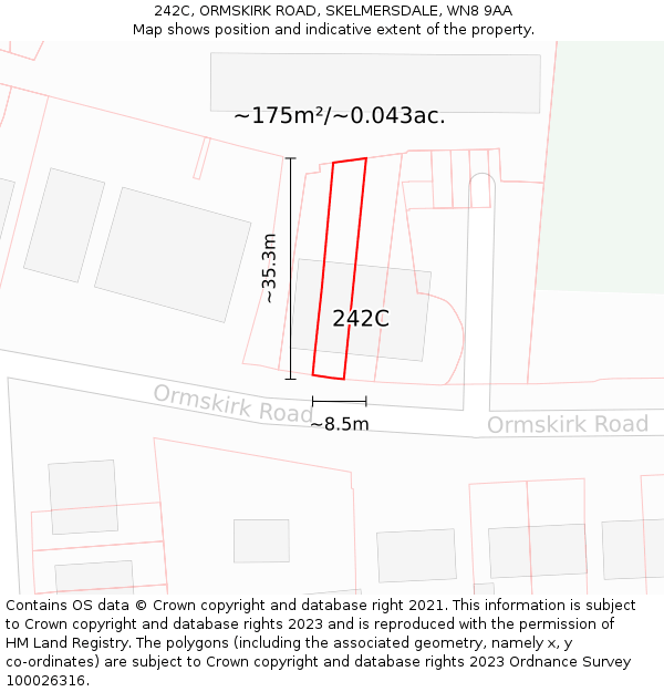242C, ORMSKIRK ROAD, SKELMERSDALE, WN8 9AA: Plot and title map