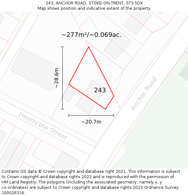 243, ANCHOR ROAD, STOKE-ON-TRENT, ST3 5DX: Plot and title map