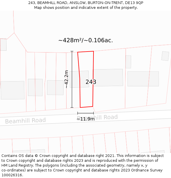 243, BEAMHILL ROAD, ANSLOW, BURTON-ON-TRENT, DE13 9QP: Plot and title map