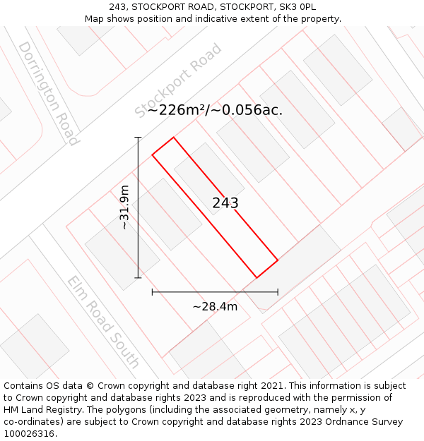 243, STOCKPORT ROAD, STOCKPORT, SK3 0PL: Plot and title map