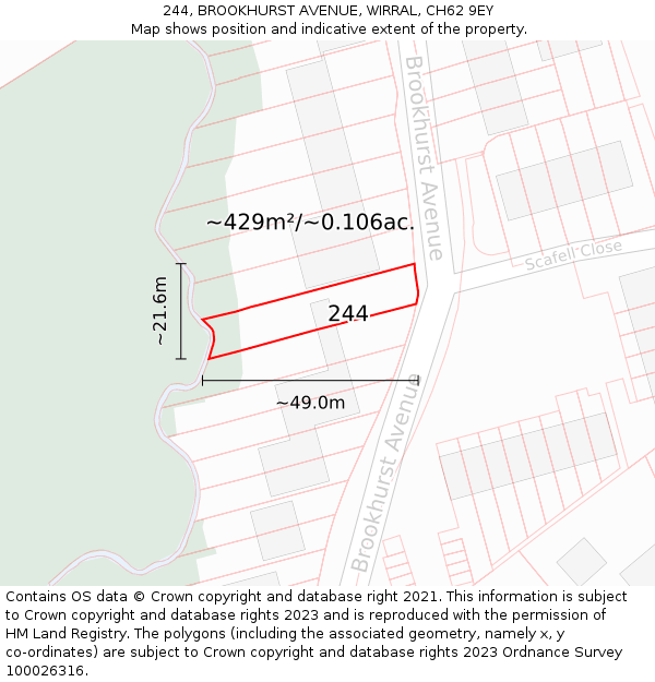 244, BROOKHURST AVENUE, WIRRAL, CH62 9EY: Plot and title map