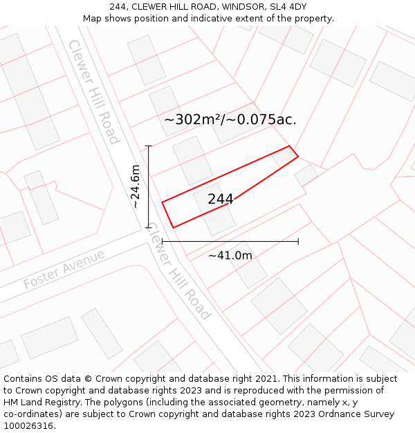 244, CLEWER HILL ROAD, WINDSOR, SL4 4DY: Plot and title map