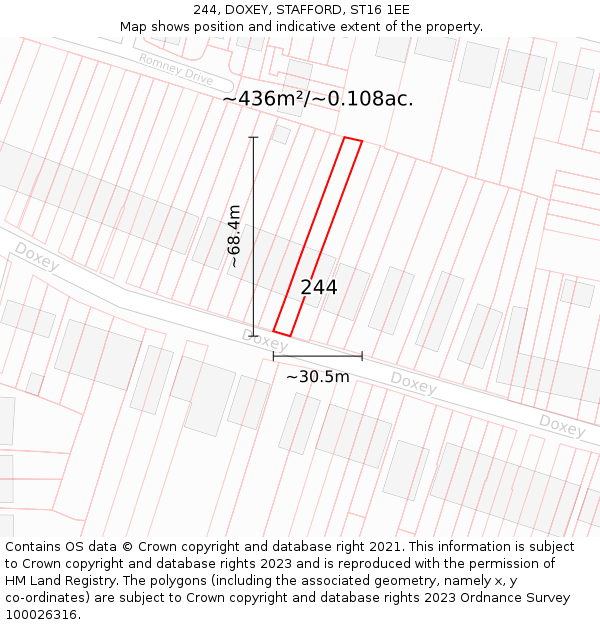 244, DOXEY, STAFFORD, ST16 1EE: Plot and title map