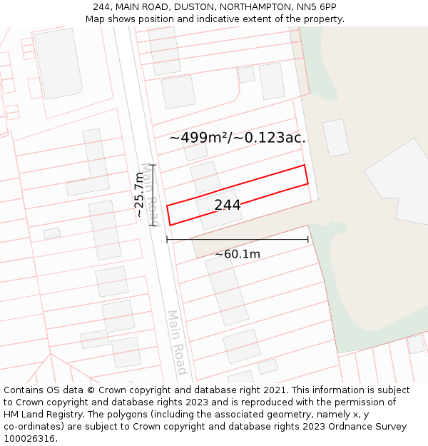 244, MAIN ROAD, DUSTON, NORTHAMPTON, NN5 6PP: Plot and title map