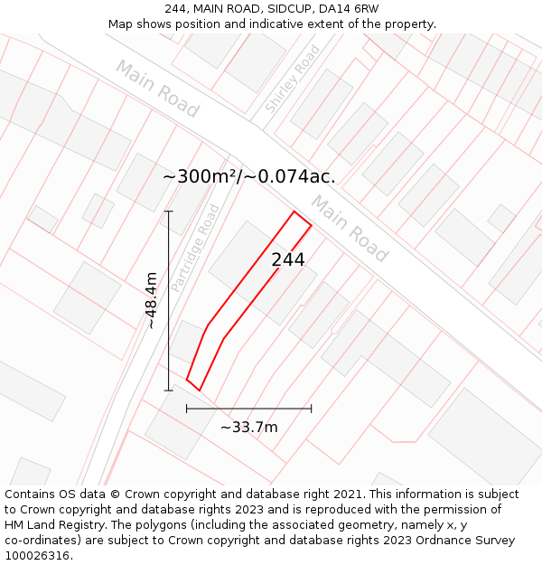 244, MAIN ROAD, SIDCUP, DA14 6RW: Plot and title map