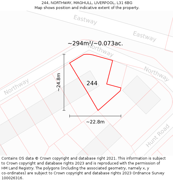 244, NORTHWAY, MAGHULL, LIVERPOOL, L31 6BG: Plot and title map
